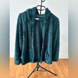 Teal Fuzzy Zip-Up Jacket